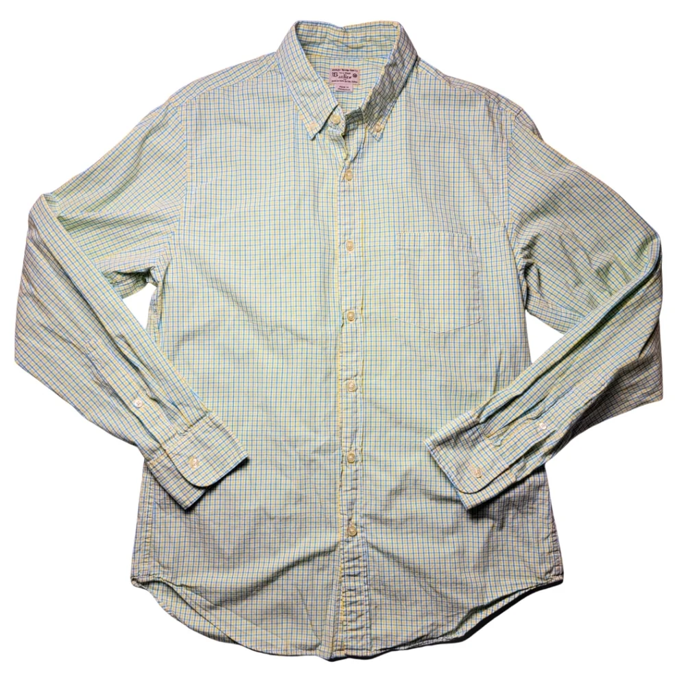 J. Crew Yellow & Light Blue Plaid Long Sleeve Button-Down Shirt M - Picture 2 of 6